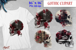 Gothic book lover clipart bundle, Gothic floral designs PNG Product Image 14
