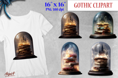 Stack of Books in glass dome, magic book clipart PNG Product Image 1