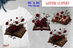Vintage open book clipart, gothic floral clipart, red roses Product Image 1