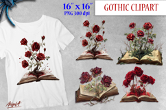 Books and roses, vintage open book clipart, gothic floral Product Image 1