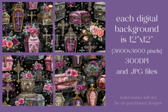 Gothic Patterns, Coffins x Flowers Seamless Pattern, s1 Product Image 2