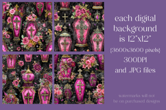 Gothic Patterns, Coffins x Flowers Seamless Pattern, s2 Product Image 2