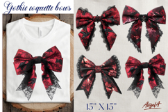 Red lace coquette bow tie clipart Gothic mystical pattern Product Image 1