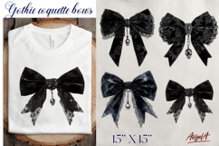 Black lace coquette bow with skull clipart Gothic vintage Product Image 1