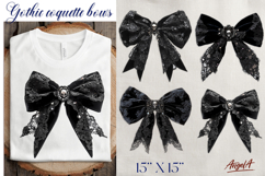 Black lace coquette bow with skull clipart Gothic vintage Product Image 1