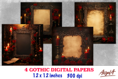Gothic digital paper, vintage digital paper, candles, roses Product Image 1
