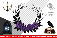 Gothic Halloween Elegance Clipart Product Image 1