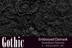 Gothic Patterns, Black Embossed Damask Seamless Pattern, s2 Product Image 1