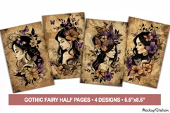 Gothic Girl Junk Journal Pages | Floral Printable Papers Product Image 1