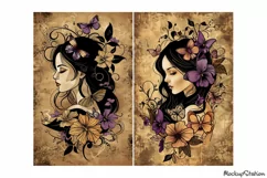 Gothic Girl Junk Journal Pages | Floral Printable Papers Product Image 2