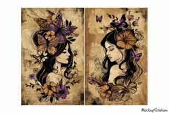 Gothic Girl Junk Journal Pages | Floral Printable Papers Product Image 3