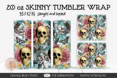Goth Skinny Tumbler Design, Halloween Sublimation Tumbler Wrap, Skinny Tumbler 20 OZ, Halloween Tumbler Design, Skull And Roses, Horror Tumbler Decal, Floral Tumbler Wrap PNG, Straight And Tapered, Sublimation Waterslide, Vintage Printable PNG