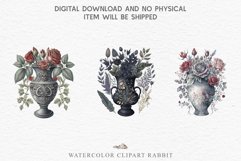 watercolor gothic flowers vase pot clipart, victorian floral nursery art, spring, Gothic Flower Vase Floral Wreath Clipart PNG Scrapbooking Nursery Watercolor Transparent wedding invitation shirt designs sublimation printable digital bloom