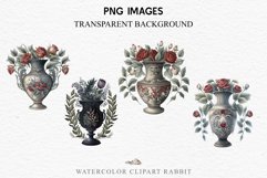 watercolor gothic flowers vase pot clipart, victorian floral nursery art, spring, Gothic Flower Vase Floral Wreath Clipart PNG Scrapbooking Nursery Watercolor Transparent wedding invitation shirt designs sublimation printable digital bloom