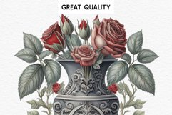 watercolor gothic flowers vase pot clipart, victorian floral nursery art, spring, Gothic Flower Vase Floral Wreath Clipart PNG Scrapbooking Nursery Watercolor Transparent wedding invitation shirt designs sublimation printable digital bloom
