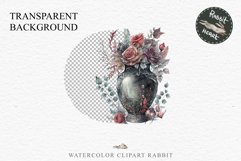 Gothic Flower Vase Floral Wreath Clipart PNG Scrapbooking Nursery Watercolor Transparent wedding invitation shirt designs sublimation printable digital bloom