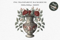 Gothic Flower Vase Floral Wreath Clipart PNG Scrapbooking Nursery Watercolor Transparent wedding invitation shirt designs sublimation printable digital bloom