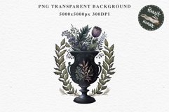 Gothic Flower Vase Floral Wreath Clipart PNG Scrapbooking Nursery Watercolor Transparent wedding invitation shirt designs sublimation printable digital bloom watercolor gothic flowers vase pot clipart, victorian floral nursery art, spring, wedding invitat