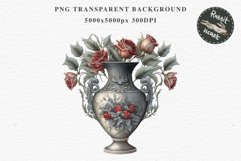 Gothic Flower Vase Floral Wreath Clipart PNG Scrapbooking Nursery Watercolor Transparent wedding invitation shirt designs sublimation printable digital bloom watercolor gothic flowers vase pot clipart, victorian floral nursery art, spring, wedding invitat