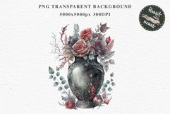 Gothic Flower Vase Floral Wreath Clipart PNG Scrapbooking Nursery Watercolor Transparent wedding invitation shirt designs sublimation printable digital bloom