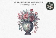 Gothic Flower Vase Floral Wreath Clipart PNG Scrapbooking Nursery Watercolor Transparent wedding invitation shirt designs sublimation printable digital bloom