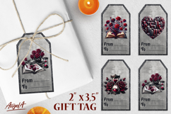 Book lover gift tags, gothic vintage hourglass, open book Product Image 1