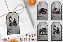 Book lover gift tags, gothic vintage hourglass, doll, raven Product Image 1