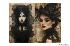 Gothic Vintage Mixed Media Women Portraits, Art Collage Product Image 2