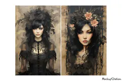 Gothic Vintage Mixed Media Women Portraits, Art Collage Product Image 3