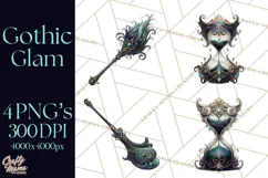 Spooky Cute Goth Glam Clip Art PNG for Halloween Designs Product Image 1