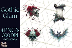 Spooky Cute Goth Glam Clip Art PNG for Halloween Designs Product Image 1