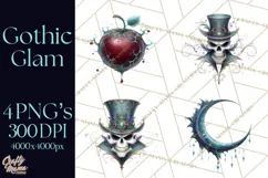 Spooky Cute Goth Glam Clip Art PNG for Halloween Designs Product Image 1