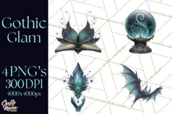 Spooky Cute Goth Glam Clip Art PNG for Halloween Designs Product Image 1