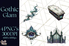 Spooky Cute Goth Glam Clip Art PNG for Halloween Designs Product Image 1