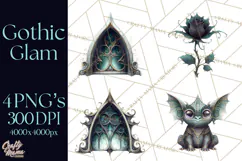 Spooky Cute Goth Glam Clip Art PNG for Halloween Designs Product Image 1