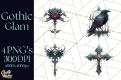 Spooky Cute Goth Glam Clip Art PNG for Halloween Designs Product Image 1