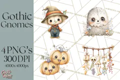 Halloween Gnome Clipart PNG, Spooky Cute Kids Halloween Png Product Image 1