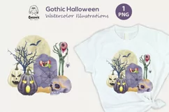 Gothic Halloween Watercolor Clipart| Spooky Png Product Image 1