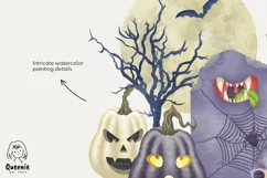 Gothic Halloween Watercolor Clipart| Spooky Png Product Image 3