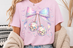 Gothic Halloween Skull PNG, Coquette Bow Sublimation Product Image 4