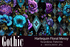 Gothic Patterns, Messy Harlequin Roses Seamless Patterns, s4 Product Image 1