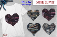 Vintage gothic book clipart, stack of books, heart shape Product Image 1