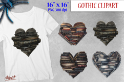 Stack of books shaped heart, vintage Gothic clipart PNG Product Image 1