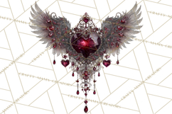 Ornate Gothic Valentine Hearts, Dark Romantic Clipart PNG Product Image 2
