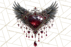Ornate Gothic Valentine Hearts, Dark Romantic Clipart PNG Product Image 3