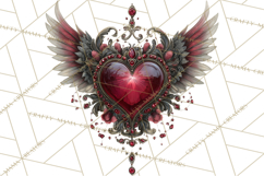 Ornate Gothic Valentine Hearts, Dark Romantic Clipart PNG Product Image 4