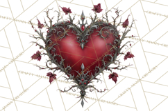Ornate Gothic Valentine Hearts, Dark Romantic Clipart PNG Product Image 5