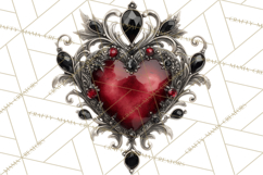 Ornate Gothic Valentine Hearts, Dark Romantic Clipart PNG Product Image 2