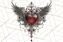 Ornate Gothic Valentine Hearts, Dark Romantic Clipart PNG Product Image 3