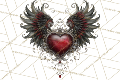 Ornate Gothic Valentine Hearts, Dark Romantic Clipart PNG Product Image 5